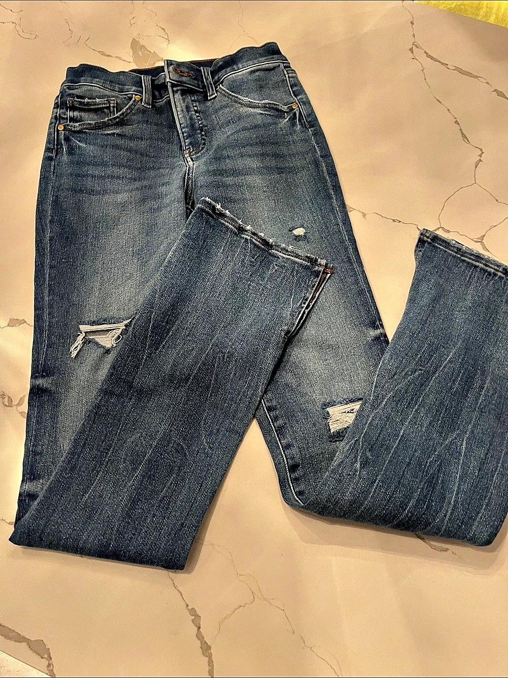 Express Skyscraper Mid Rise Split Hem Jeans Skinny Jeans Blue Size 2